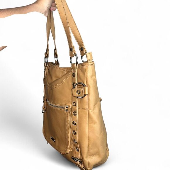 Franco Sarto camel tan leather shoulder tote - Picture 5 of 7